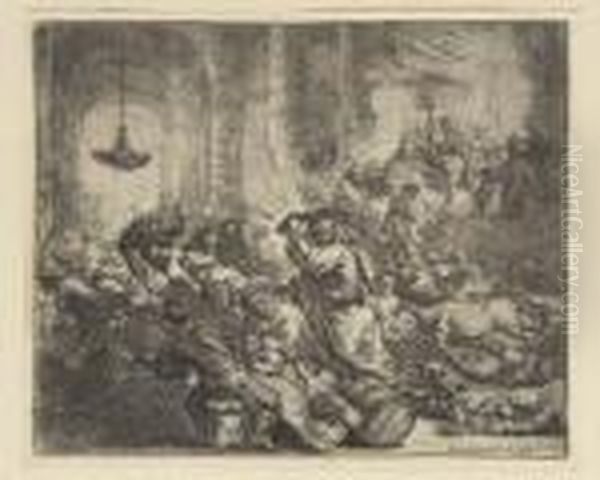 Jesus Christ Chassant Les Vendeurs Du Temple Oil Painting by Harmenszoon van Rijn Rembrandt