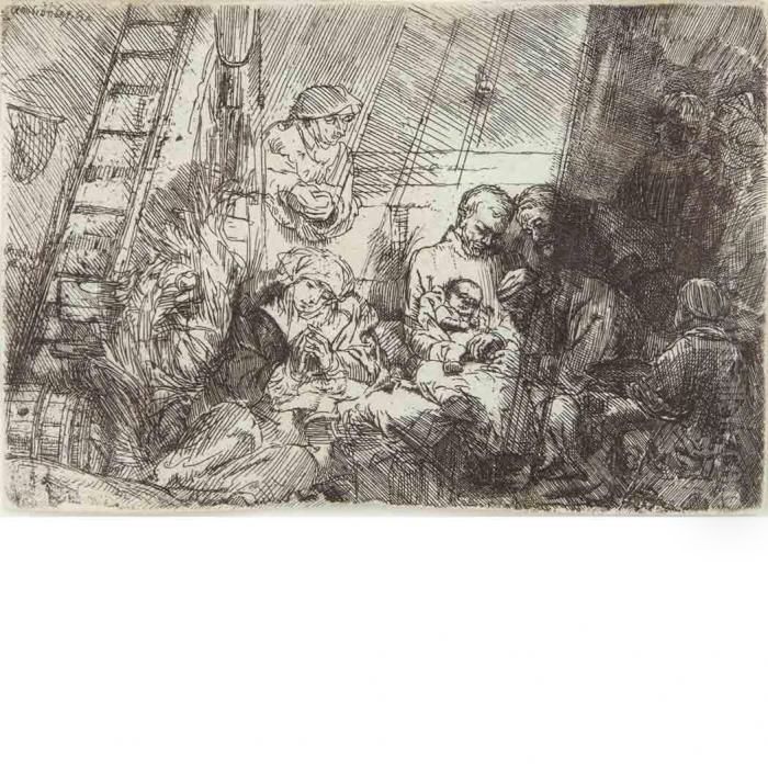 The Circumcision In The Stable Oil Painting by Harmenszoon van Rijn Rembrandt