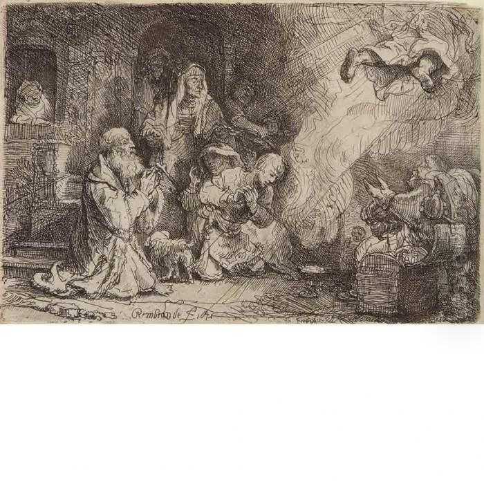 The Angel Departing From The Family Tobias Oil Painting by Harmenszoon van Rijn Rembrandt