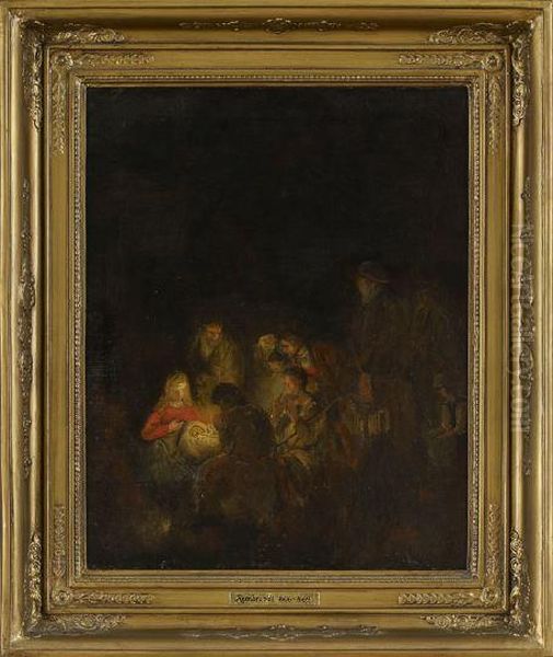 The Adoration Of The Shepherds Oil Painting by Harmenszoon van Rijn Rembrandt