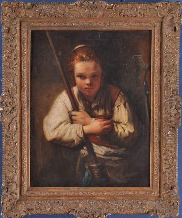 Girl With Broom Oil Painting by Harmenszoon van Rijn Rembrandt