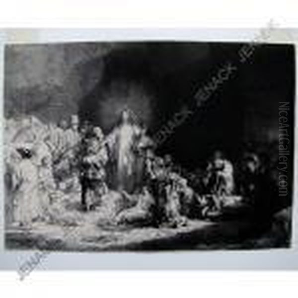 Christ Healing The Sick (the Hundredguilder Print) Oil Painting by Harmenszoon van Rijn Rembrandt