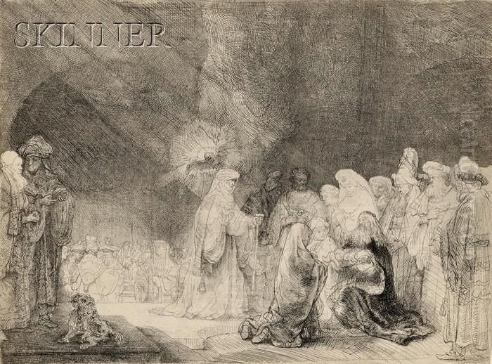 The Presentation In The Temple: Oblong Plate Oil Painting by Harmenszoon van Rijn Rembrandt