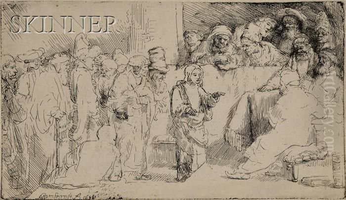 Christ Disputing With The Doctors: A Sketch Oil Painting by Harmenszoon van Rijn Rembrandt