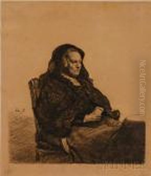 The Artist'smother, 
Seated At A Table Oil Painting by Harmenszoon van Rijn Rembrandt