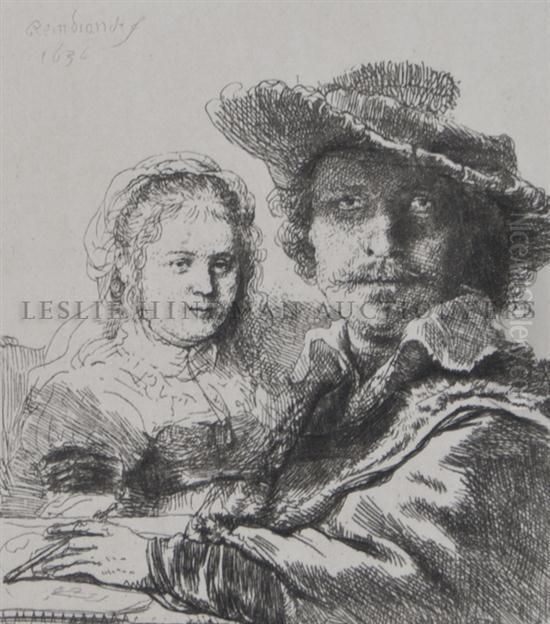 Rembrandt And His Wife Saskia Oil Painting by Harmenszoon van Rijn Rembrandt