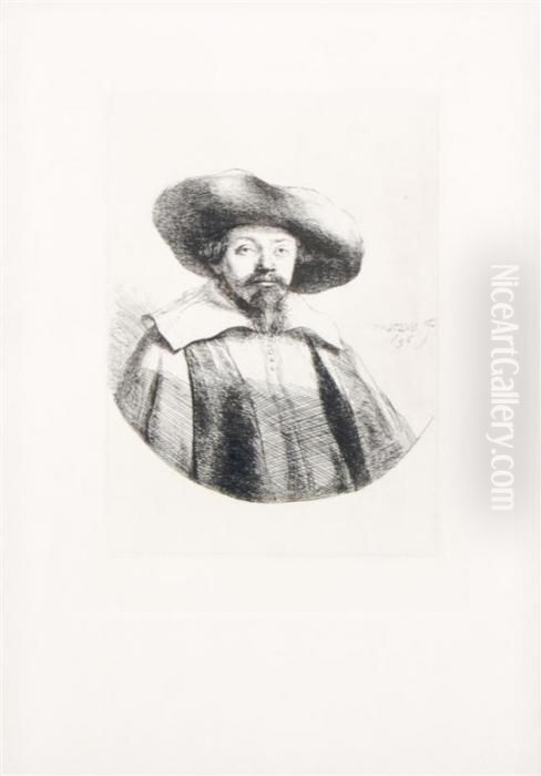 Manasseh Ben Israel, Jewish Author Oil Painting by Harmenszoon van Rijn Rembrandt