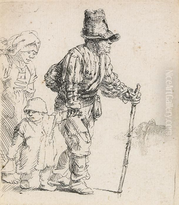 Peasant Family On The Tramp Oil Painting by Harmenszoon van Rijn Rembrandt