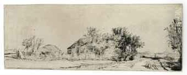 Landscape With A Road Beside A Canal Oil Painting by Harmenszoon van Rijn Rembrandt