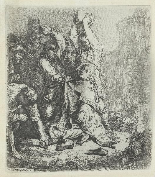 Stoning Of St Stephen Oil Painting by Harmenszoon van Rijn Rembrandt