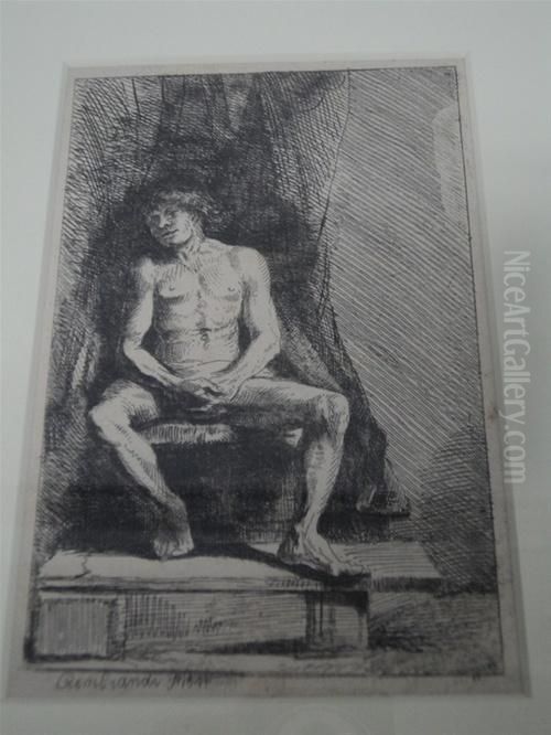 Seated Male Oil Painting by Harmenszoon van Rijn Rembrandt