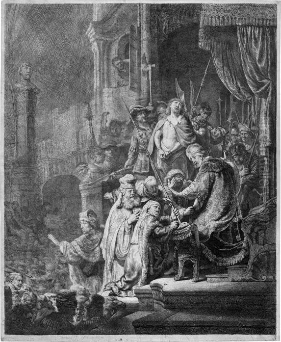 Christus Vor Pilatus - Das Ecce Homo Oil Painting by Harmenszoon van Rijn Rembrandt