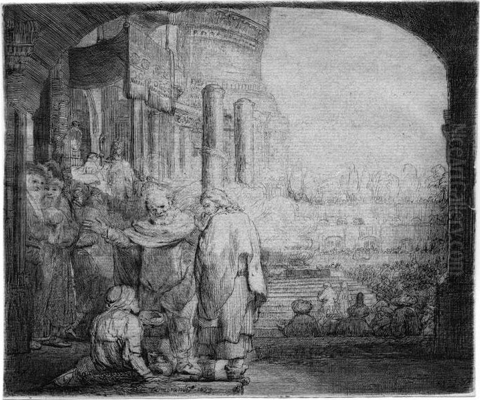 Petrus Und Johannes An Der Pforte Des Tempels Oil Painting by Harmenszoon van Rijn Rembrandt