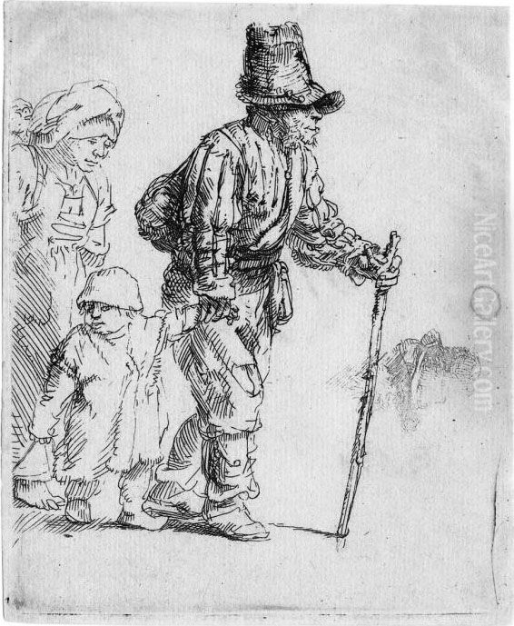 Der Bauer Mit Weib Und Kind Oil Painting by Harmenszoon van Rijn Rembrandt