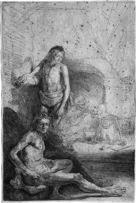 Zwei Mannliche Akte Oil Painting by Harmenszoon van Rijn Rembrandt