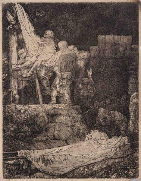 Descente De Croix, Effet De Nuit Oil Painting by Harmenszoon van Rijn Rembrandt