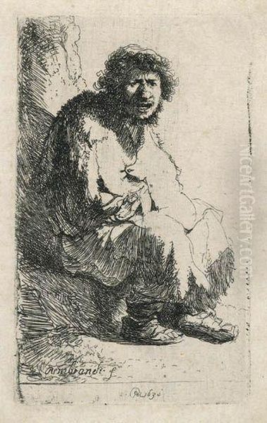 Beggar Seated On A Bank Oil Painting by Harmenszoon van Rijn Rembrandt