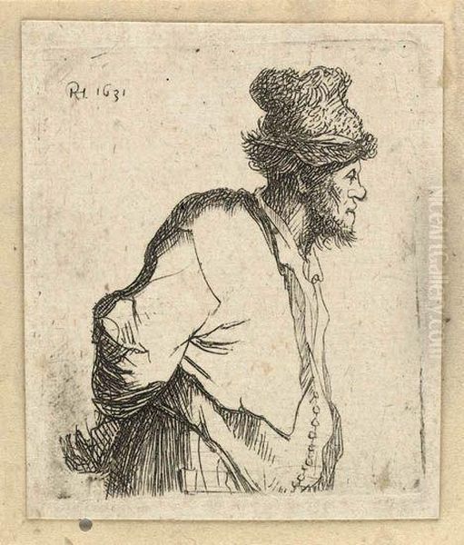 A Peasant With His Hands Behind His Back Oil Painting by Harmenszoon van Rijn Rembrandt