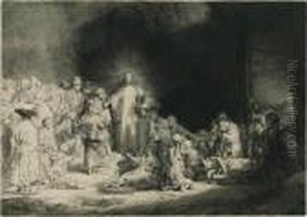 Christ Healing The Sick (the Hundred Guilder Print) Oil Painting by Harmenszoon van Rijn Rembrandt