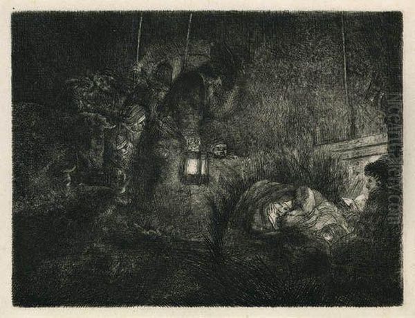 The Adoration Of The Shepherds: Night Piece Oil Painting by Harmenszoon van Rijn Rembrandt