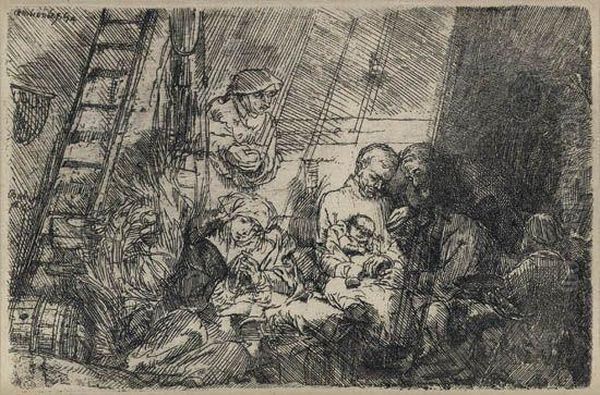 The Circumcision In The Stable Oil Painting by Harmenszoon van Rijn Rembrandt