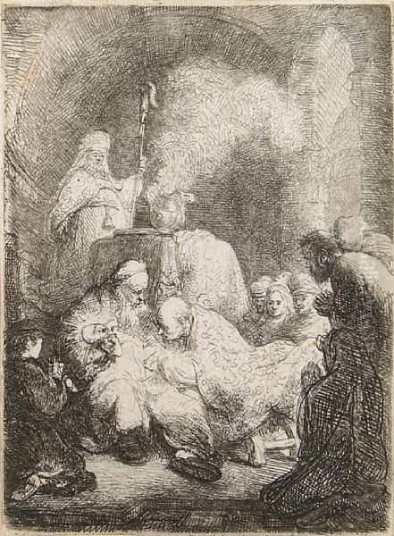 The Circumcision: Small Plate Oil Painting by Harmenszoon van Rijn Rembrandt