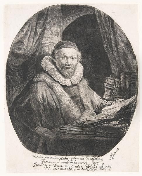 Jan Uytenbogaert, Preacher Of Theremonstrants Oil Painting by Harmenszoon van Rijn Rembrandt