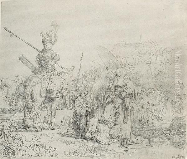 The Baptism Of The Eunuch Oil Painting by Harmenszoon van Rijn Rembrandt