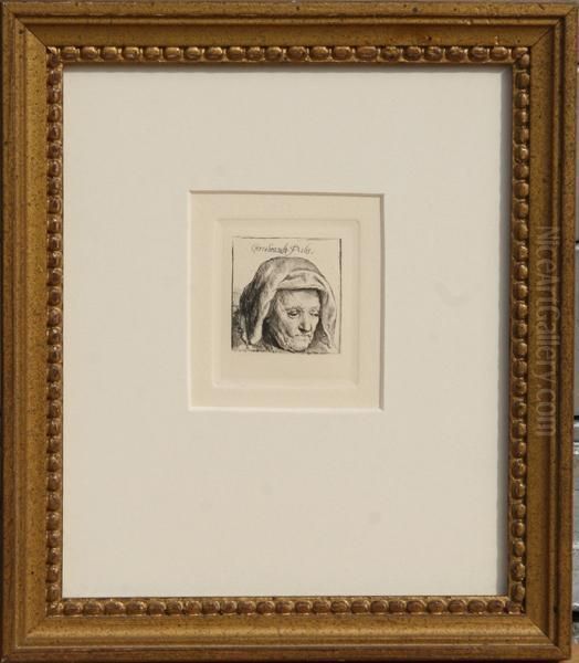 The Artist's Mother In A Cloth Headress Oil Painting by Harmenszoon van Rijn Rembrandt