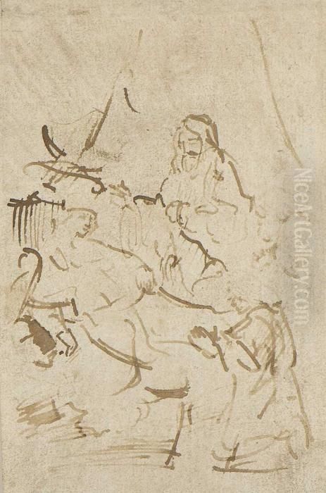 Die Auferweckung Der Tochter Des Jairus Oil Painting by Harmenszoon van Rijn Rembrandt