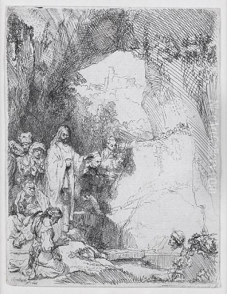 Raising Of Lazarus, Small Plate Oil Painting by Harmenszoon van Rijn Rembrandt