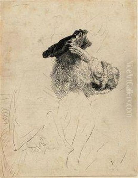 An Old Man Shading His Eyes With His Hand Oil Painting by Harmenszoon van Rijn Rembrandt