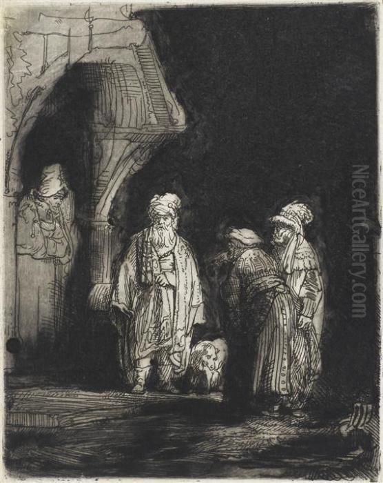 Three Oriental Figures Oil Painting by Harmenszoon van Rijn Rembrandt