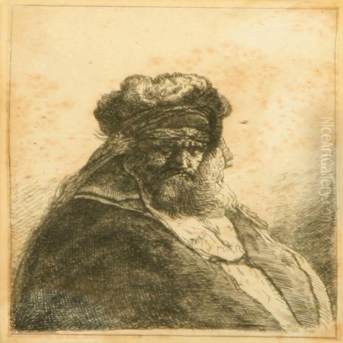 An Oldbearded Man With A Fur Hat Oil Painting by Harmenszoon van Rijn Rembrandt