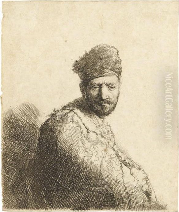 Bearded Man, In A Furred Oriental Cap And Robe: The Artist's Father Oil Painting by Harmenszoon van Rijn Rembrandt