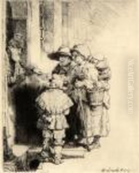 Beggar At The Door Oil Painting by Harmenszoon van Rijn Rembrandt