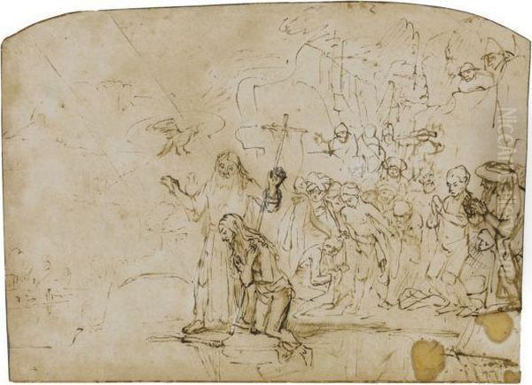 The Baptism Of Christ Oil Painting by Harmenszoon van Rijn Rembrandt