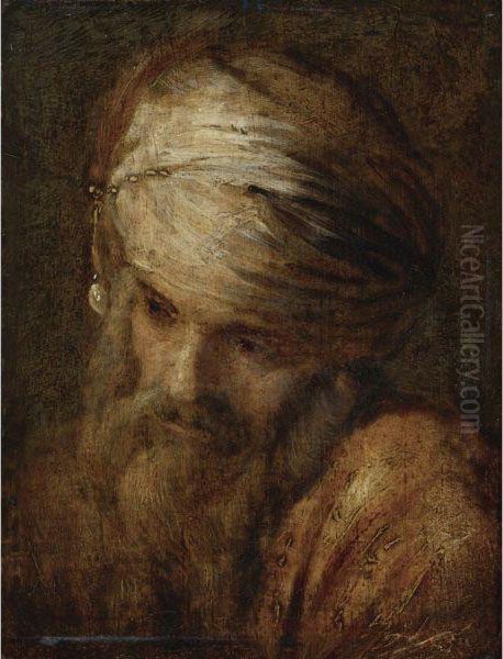 Portrait Of A Man In A Turban Oil Painting by Harmenszoon van Rijn Rembrandt