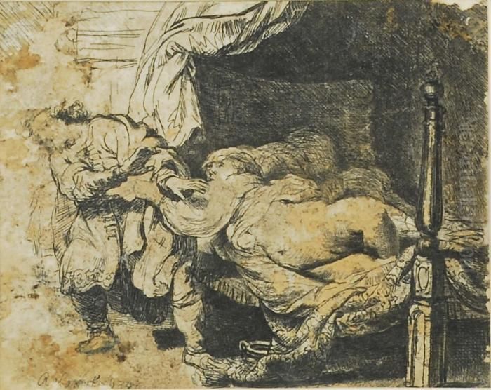 Scena Erotica Oil Painting by Harmenszoon van Rijn Rembrandt