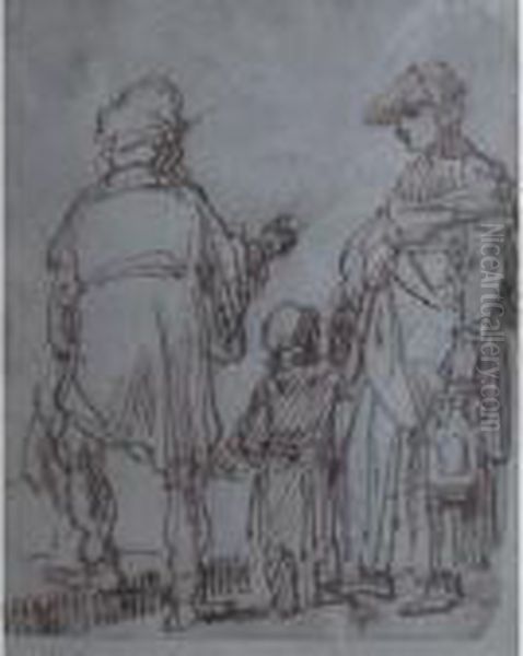 The Dismissal Of Hagar And Ishmael Oil Painting by Harmenszoon van Rijn Rembrandt