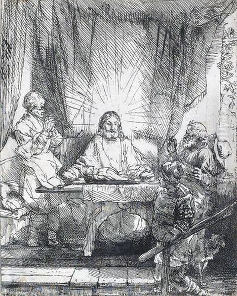 Christus In Emmaus Oil Painting by Harmenszoon van Rijn Rembrandt