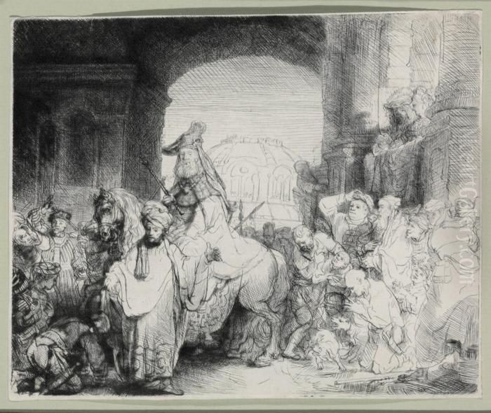 The Triumph Of Mordechai Oil Painting by Harmenszoon van Rijn Rembrandt