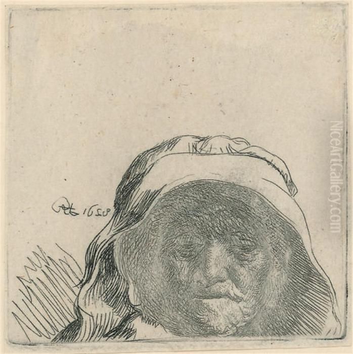 The Artist's Mother: Head Only Oil Painting by Harmenszoon van Rijn Rembrandt