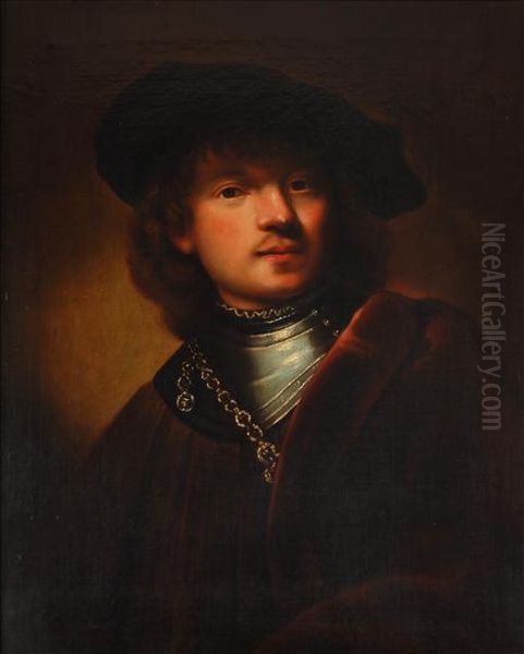 Selfportrait As A Young Man Oil Painting by Harmenszoon van Rijn Rembrandt