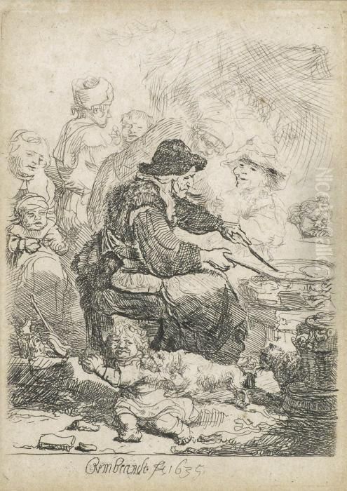 Die Pfannkuchenbackerin Oil Painting by Harmenszoon van Rijn Rembrandt