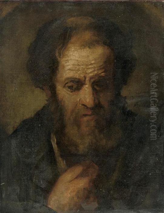Head Of An Old Man Oil Painting by Harmenszoon van Rijn Rembrandt