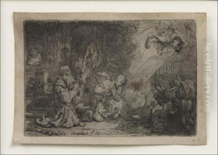 The Angel Departing From The Family Of Tobias Oil Painting by Harmenszoon van Rijn Rembrandt