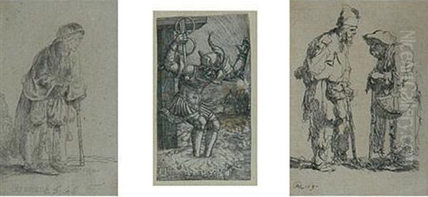 Beggar Man And Beggar Woman Conversing Oil Painting by Harmenszoon van Rijn Rembrandt