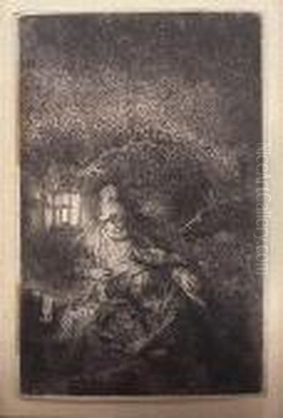 The Rest On The Flight A Night Piece Oil Painting by Harmenszoon van Rijn Rembrandt