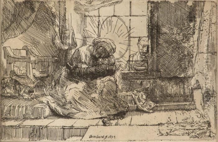 La Sagrada Familia Con El Gato Oil Painting by Harmenszoon van Rijn Rembrandt